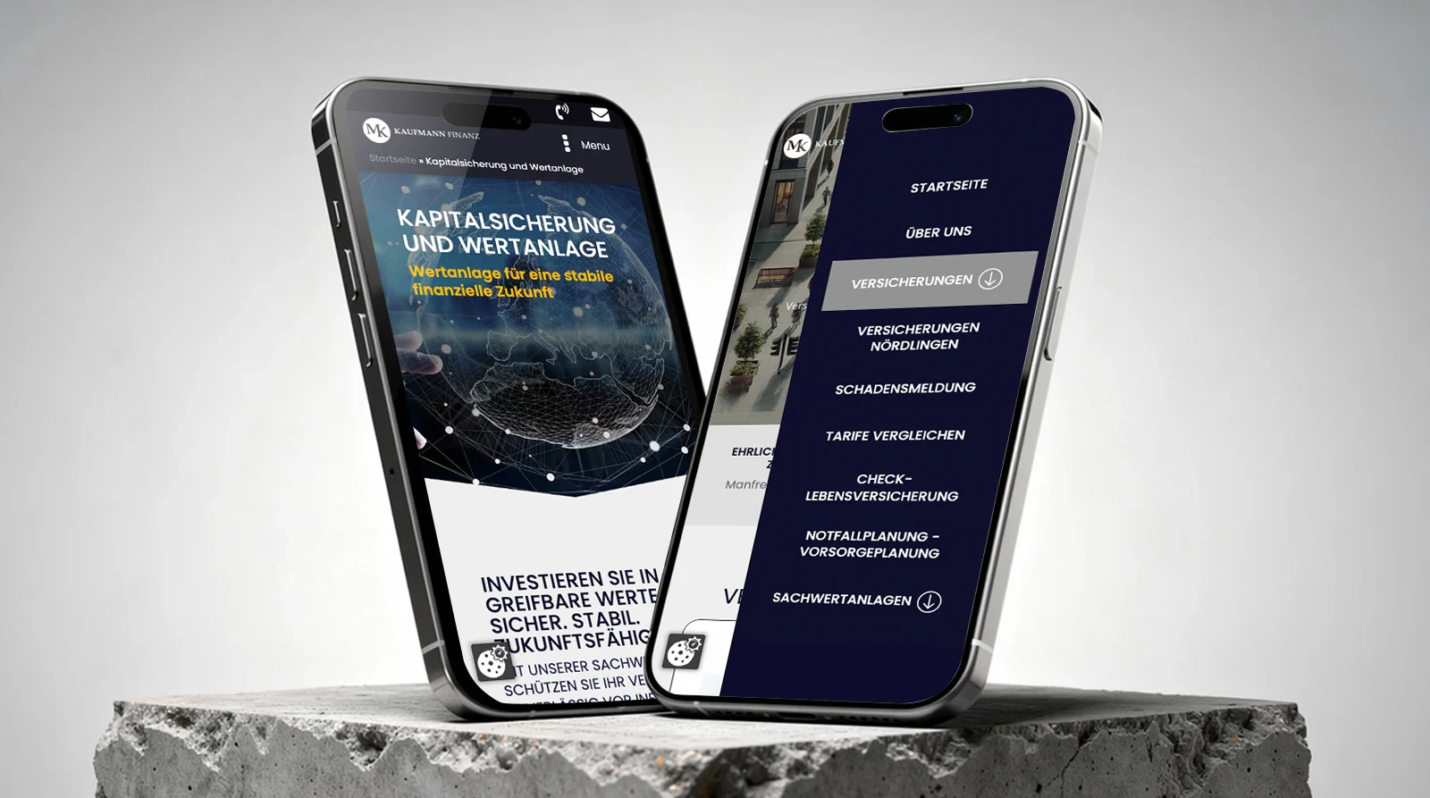 Kaufmann-Finanz Smartphone Ansicht Webdesign