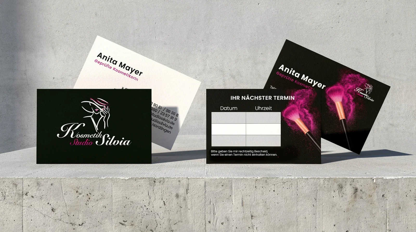 Visitenkarten erstellen Kosmetikstudio Silvia. Printdesign