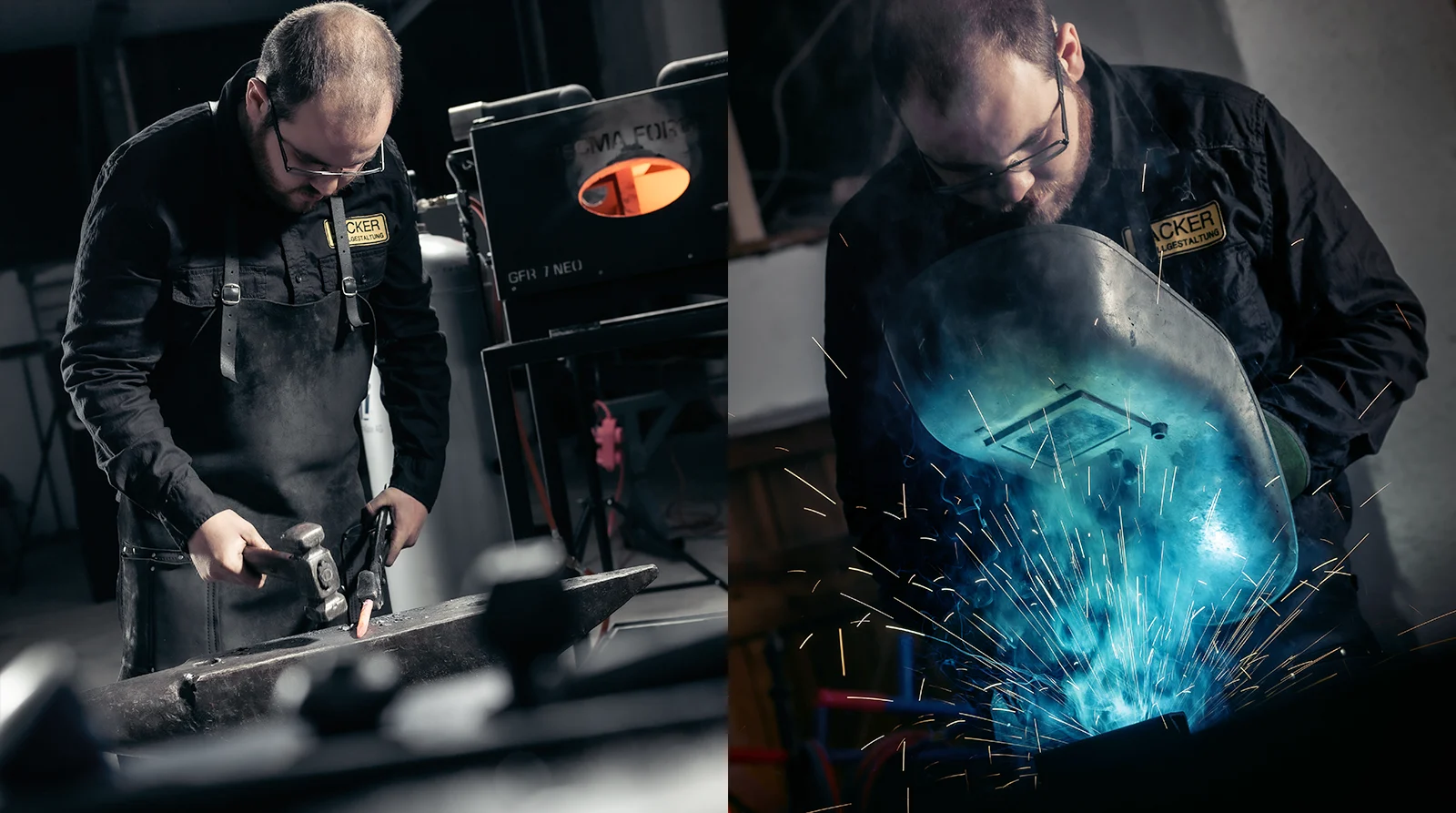 Schweissen und Schmieden Lacker Metallgestaltung.